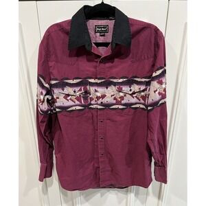 High Noon Men's Western‎ Pearl Snap Shirt Size Large Eagle Southwest Aztec Rodeo